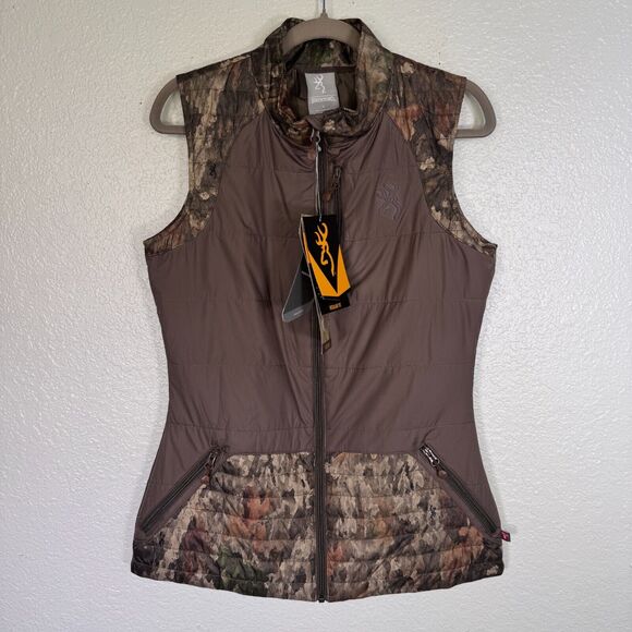 Browning Jackets & Blazers - Browning Vest Womens Small Camo Hunting Puffer Zip Up Outdoors Hiking Brown NEW